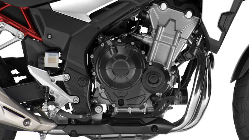 CB500X, priblížený pohľad na motor, štúdiový záber
